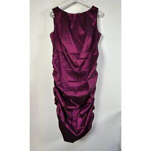 Just Taylor Womens Plum Ruched Sleeveless Cocktail Dress Plus Size 18W Lined